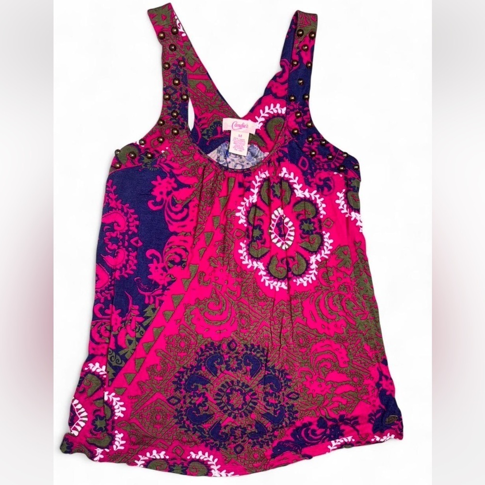Candie's Pink and Purple Patterned Tank Top